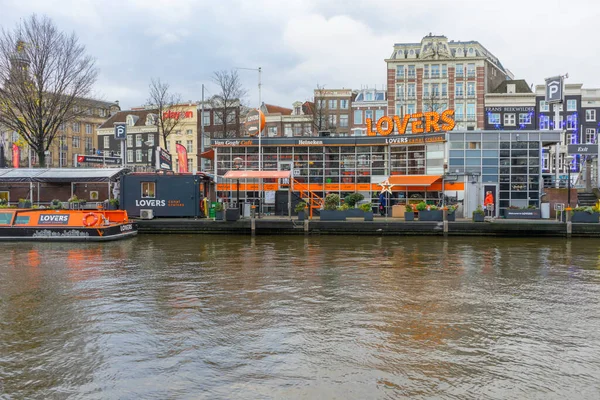 Amsterdam Nederländerna Nov 2019 Utsikt Över Hus Och Båtar Amsterdams — Stockfoto