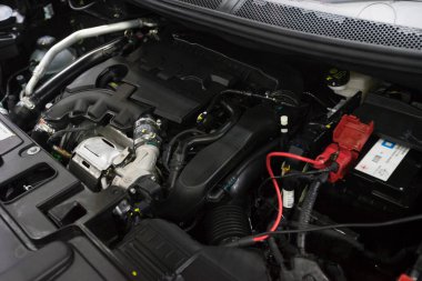 Bangkok, Tayland - 8 Aralık 2020: Bangkok, Tayland 'daki BMW emisyon motorunun yakın görüntüsü 8 Aralık 2020.