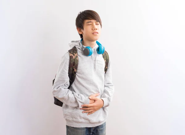 Young Caucasian Man Wearing Casual Clothes Backpack Smiling Happy Positive — Fotografia de Stock