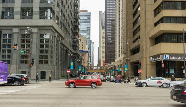 Vista Del Centro Chicago Con Calle Edificio Gran Altura Vista — Foto de Stock