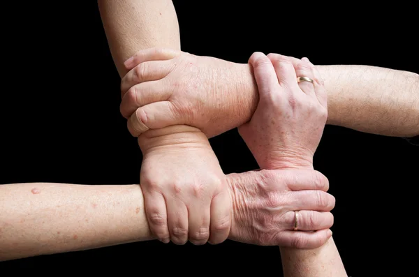 Hands of people forming a rectangle in sign of union — Stock Photo, Image