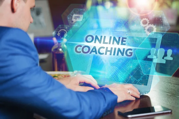 Business, Technology, Internet and networking concept. Young bus — Stock Photo, Image