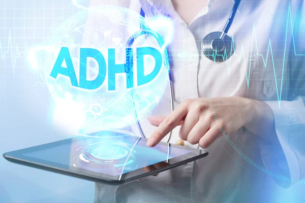 Modern medicine. Medicine Doctor working on the tablet of the fu — Stock Photo, Image