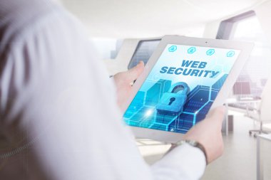 Ekonomi, teknoloji, Internet ve ağ kavramı. Genç busine