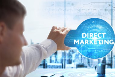 Ekonomi, teknoloji, Internet ve ağ kavramı. Genç busine