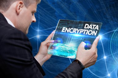 Ekonomi, teknoloji, Internet ve ağ kavramı. Genç busine