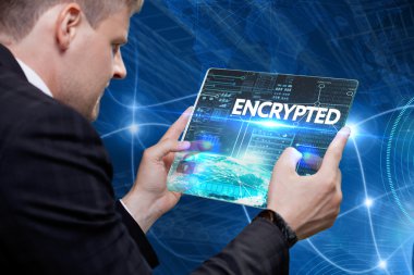 Ekonomi, teknoloji, Internet ve ağ kavramı. Genç busine