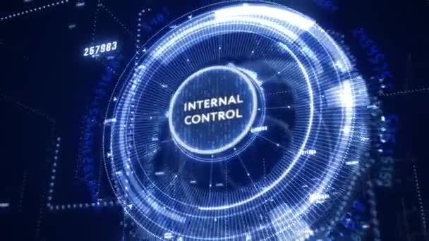 Empresário Pressiona Botão Controle Interno Telas Virtuais Conceito Negócio Tecnologia — Vídeo de Stock