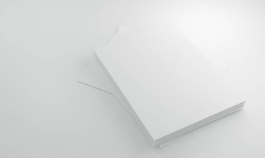  İzole edilmiş bir arkaplan üzerine A4 kağıdı. 3B illüstrasyon