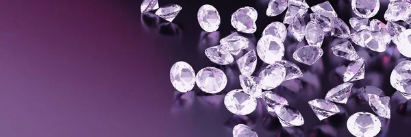 Illustration Diamonds Lilac Reflective Background — Stock Photo, Image