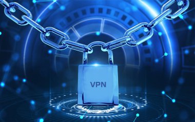 İş, Teknoloji, İnternet ve ağ konsepti. VPN ağ güvenliği internet gizlilik şifreleme kavramı.