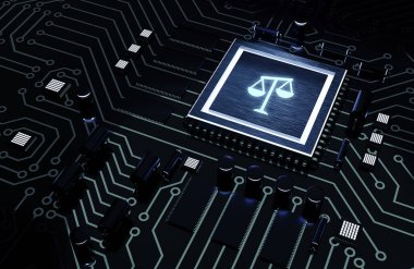 İş, Teknoloji, İnternet ve ağ konsepti. İşçi Hukuku Avukatı. Mikroçip