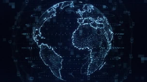 Wereldwijd Concept Van Netwerk Dataverbindingen Abstract Planet Technology Data Network — Stockvideo