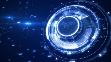İş, teknoloji, internet ve sanal gerçeklik kavramı - sanal ekrandaki düğme. 3B illüstrasyon.