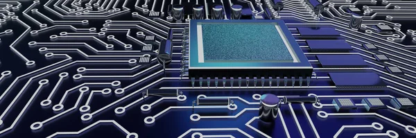 Chip Cpu Sulla Scheda Madre Rendering Astratto Chip Processore Computer — Foto Stock