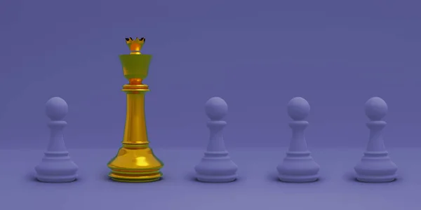 チェスの駒カラーの背景にポーンズの行 3Dイラスト — ストック写真