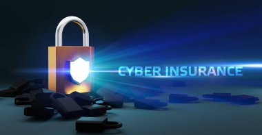 Siber güvenlik veri koruması iş teknolojisi gizlilik kavramı. Siber sigorta