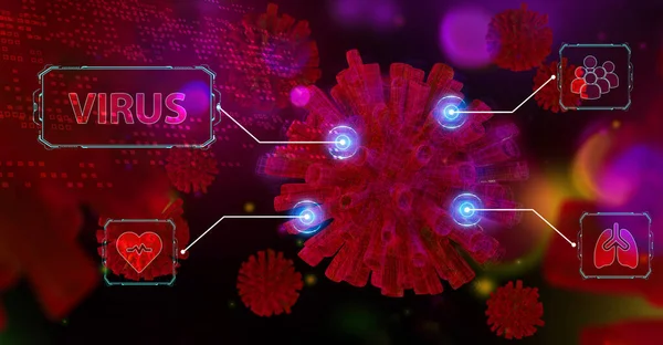 Virus Abstrakt Corona Microbe Počítačový Virus Alergické Bakterie Lékařská Péče — Stock fotografie