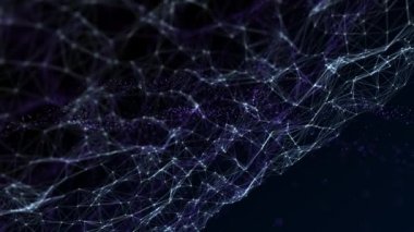 Soyut fütüristik, koyu mavi arka planda çokgen şekilli teknoloji. Dijital teknoloji kavramı tasarla.