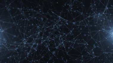 Soyut fütüristik, koyu mavi arka planda çokgen şekilli teknoloji. Dijital teknoloji kavramı tasarla.