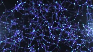 Soyut fütüristik, koyu mavi arka planda çokgen şekilli teknoloji. Dijital teknoloji kavramı tasarla.