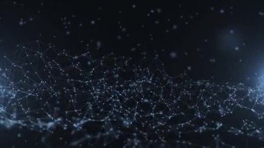 Soyut fütüristik, koyu mavi arka planda çokgen şekilli teknoloji. Dijital teknoloji kavramı tasarla.