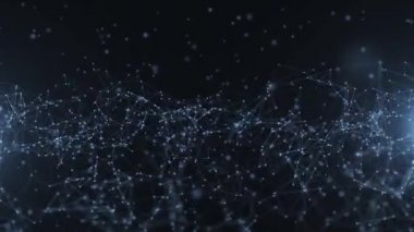 Soyut fütüristik, koyu mavi arka planda çokgen şekilli teknoloji. Dijital teknoloji kavramı tasarla.