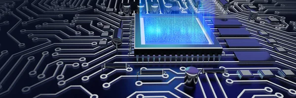 Cpu Chip Motherboard Abstract Render Computer Processor Chip Circuit Board — Stock Photo, Image