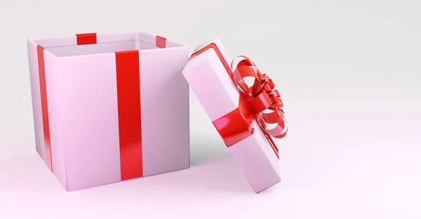 Coffret Cadeau Unique Avec Ruban Rouge Sur Fond Blanc — Photo