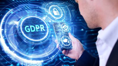 İş, Teknoloji, İnternet ve ağ konsepti. GDPR Genel Veri Koruma Düzenlemesi.