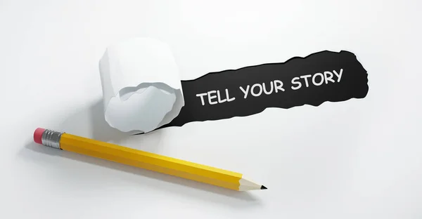 Mock Torn Paper Tell Your Story Text Concept Image — Stock Photo, Image