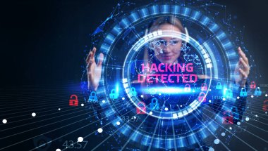 Siber güvenlik veri koruması iş teknolojisi gizlilik kavramı. Hackleme tespit edildi