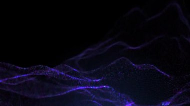 Soyut dijital parçacık dalgası ve ışık soyut arkaplan, animasyon siber veya teknoloji arka planı.
