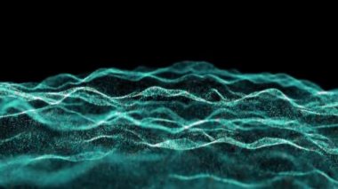 Soyut dijital parçacık dalgası ve ışık soyut arkaplan, animasyon siber veya teknoloji arka planı.