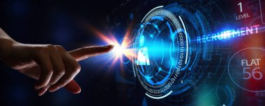 İş, Teknoloji, İnternet ve ağ konsepti. İşe alım kariyeri çalışanları iş görüşmeleri İnsan Kaynakları konsepti.