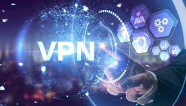 İş, Teknoloji, İnternet ve ağ konsepti. VPN ağ güvenliği internet gizlilik şifreleme kavramı.
