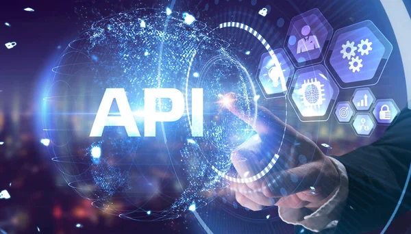 API - Application Programming Interface. Software development tool. Business, modern technology, internet and networking concept.