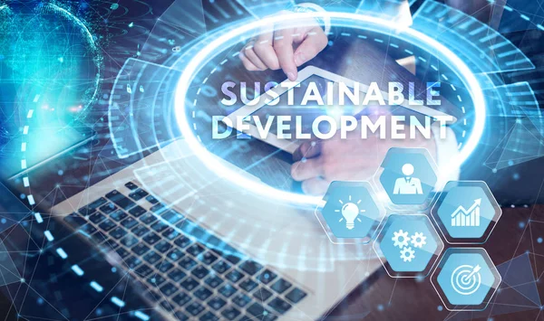 Napis Sustainable Development Koncepcja Technologii Chmury Biznes Technologia Internet Koncepcja — Zdjęcie stockowe