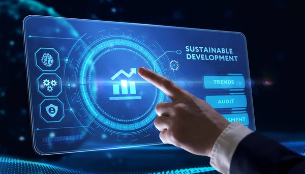 Sustainable Development Inscription Cloud Technology Concept Business Technology Internet Network — Stock Photo, Image