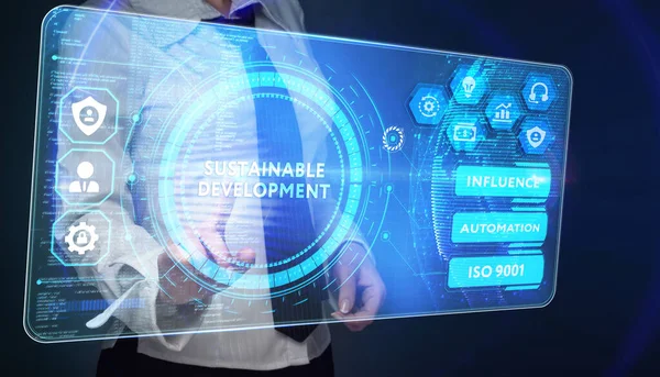 Sustainable Development Inscription Cloud Technology Concept Business Technology Internet Network — Stock Photo, Image