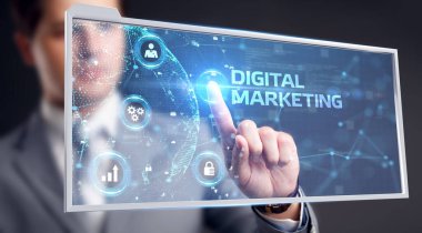 İş, Teknoloji, İnternet ve ağ konsepti. Dijital Pazarlama içerik planlama reklam stratejisi kavramı.
