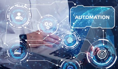 Otomasyon Yazılım kavramı bir yenilik. İş, Teknoloji, İnternet ve ağ kavramı.