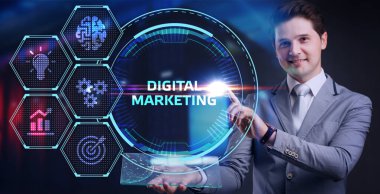 İş, Teknoloji, İnternet ve ağ konsepti. Dijital Pazarlama içerik planlama reklam stratejisi kavramı.