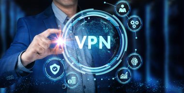 İş, Teknoloji, İnternet ve ağ konsepti. VPN ağ güvenliği internet gizlilik şifreleme kavramı.