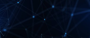 Soyut fütüristik, koyu mavi arka planda çokgen şekilli teknoloji. Dijital teknoloji konsepti tasarla. 3d illüstrasyon