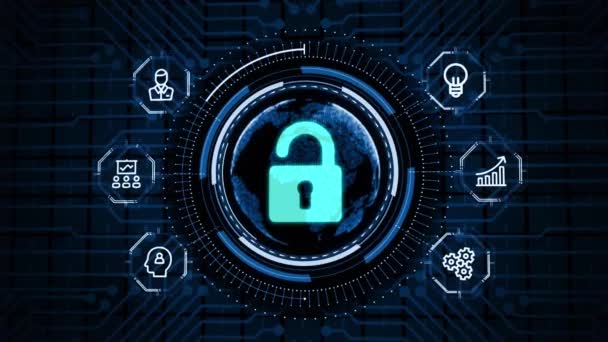 Cybersecurity Gegevensbescherming Bedrijfstechnologie Privacy Concept — Stockvideo