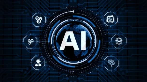 Ai学習と人工知能の概念 ビジネス 現代技術 インターネットとネットワーキングの概念 — ストック動画