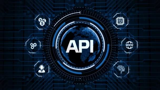 Api Application Programming Interface Verktyg För Programvaruutveckling Företag Modern Teknik — Stockvideo