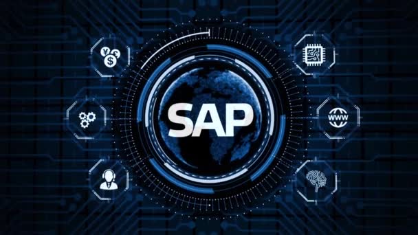 Sap System Software Automation Koncept Virtuell Skärm Datacenter Företag Modern — Stockvideo