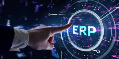 İş, Teknoloji, İnternet ve ağ konsepti. Girişim kaynak planlaması ERP kavramı